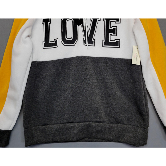 Bobbie Brooks Hoodie Womens Large Yellow White Gray Lace Up LOVE Colorblock New - Picture 3 of 11